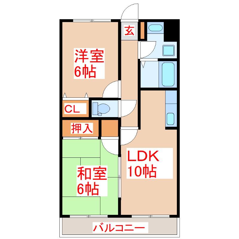サニーコートE(2LDK/2階)の間取り写真
