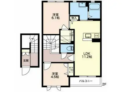 ソサイティー上袋(2LDK/2階)の間取り写真