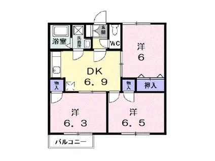 ニューアメニティハイツ(3DK/2階)の間取り写真