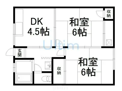 第二北原ハイツ(2DK/2階)の間取り写真