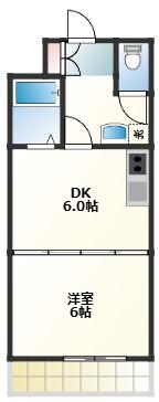 JCSマンション(1DK/2階)の間取り写真