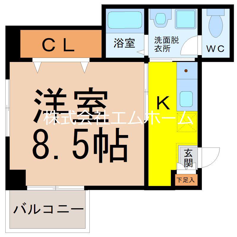 DIX・9・7ビル(1K/3階)の間取り写真
