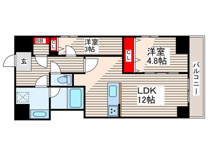 グランカーサ西葛西(2LDK/7階)の間取り写真