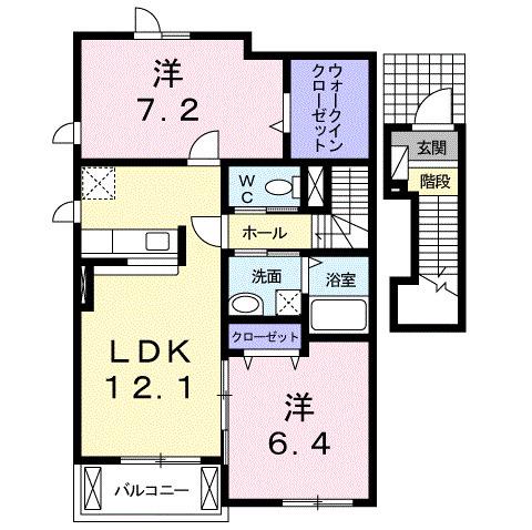 バロン・四辻(2LDK/2階)の間取り写真