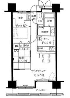 レジディア三宮東(2LDK/15階)の間取り写真
