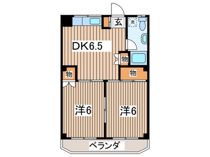 フラワーマンション(2DK/2階)の間取り写真