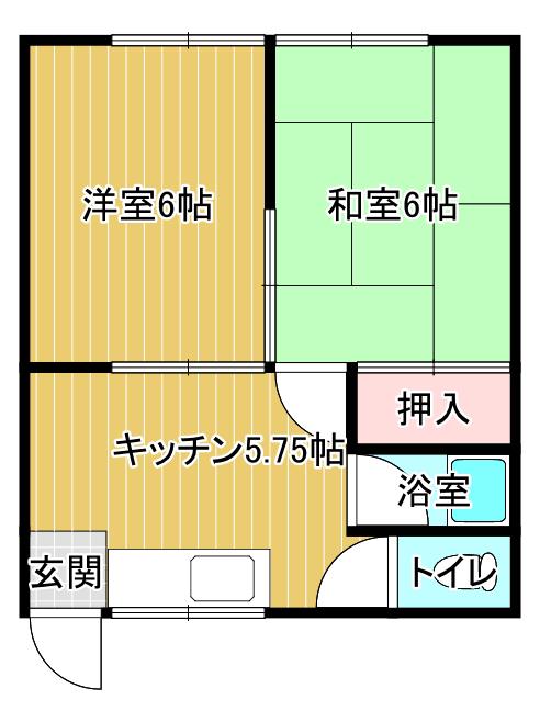 コーポ友(2K/2階)の間取り写真