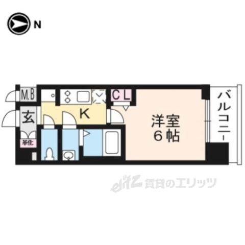 プレサンスTHE KYOTO 東福寺 イースト(1K/7階)の間取り写真