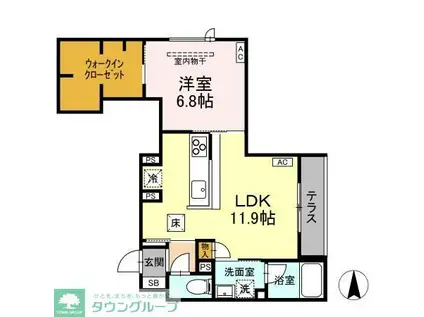 シャーメゾン大和東レジデンス(1LDK/1階)の間取り写真