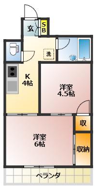 サンハイツ千川(2DK/1階)の間取り写真