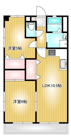ガーディニアシティ上富井(2LDK/2階)の間取り写真