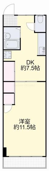 春日町マンション(1DK/3階)の間取り写真