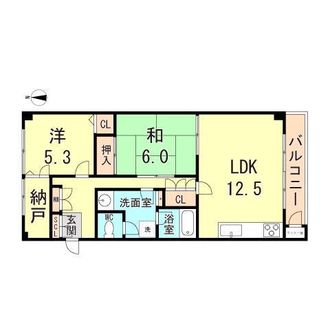 夙川シャンボール(2SLDK/2階)の間取り写真