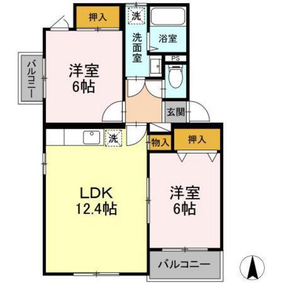 ピュアステージIII(2LDK/1階)の間取り写真