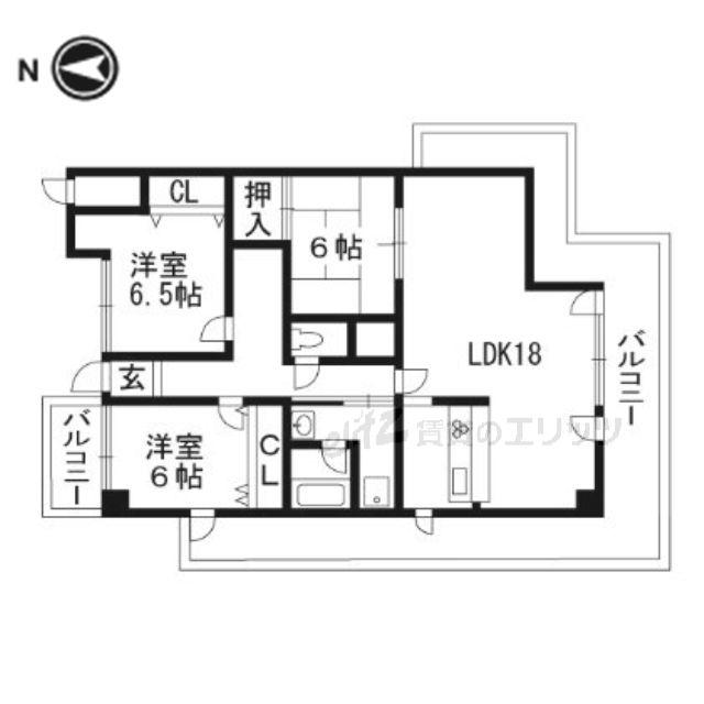 ロイヤル南茨木(3LDK/2階)の間取り写真