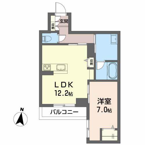 ベレオ花京院(1LDK/2階)の間取り写真