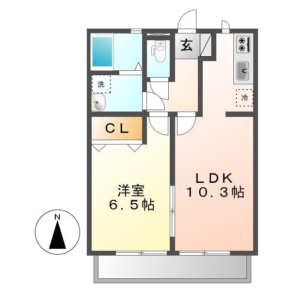 ブルーベリーB(1LDK/2階)の間取り写真