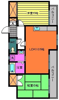 河野ビル(2LDK/2階)の間取り写真