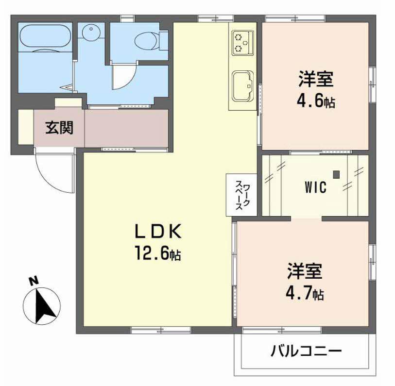 フレグランス上原(2LDK/1階)の間取り写真