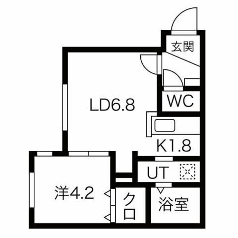 BURANO学園前(1LDK/4階)の間取り写真