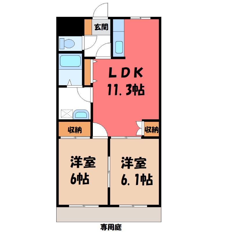 エスポアールK(2LDK/1階)の間取り写真