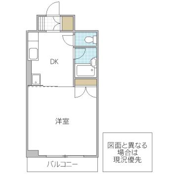 スカイハイム水戸(1DK/6階)の間取り写真