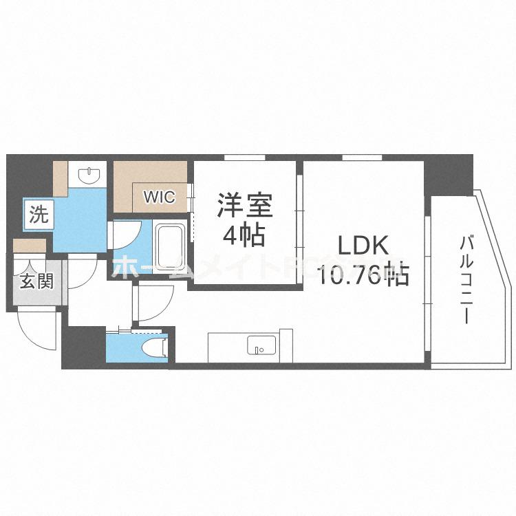 プレジオ松屋町(1LDK/2階)の間取り写真