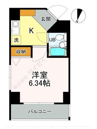 目黒シティカラバナ(1K/4階)の間取り写真