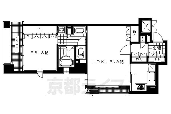 LEGAL京都烏丸御池(1LDK/11階)の間取り写真