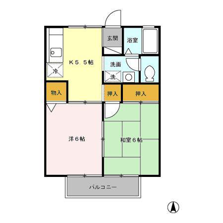 エントピア新秋津AB(2K/1階)の間取り写真