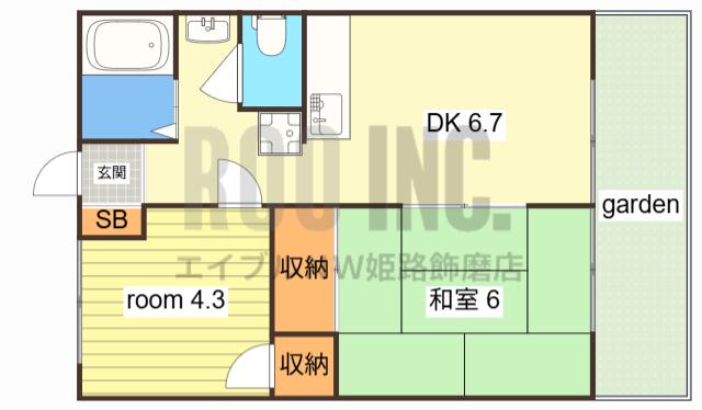 ノーブル御立(2DK/2階)の間取り写真