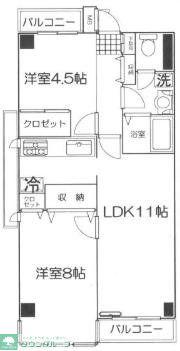 メルシーハイムII(2LDK/3階)の間取り写真