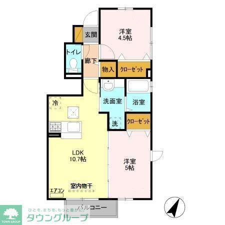 クレール・モモA(2LDK/1階)の間取り写真