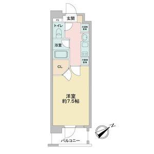 ベルファース川原通(1K/4階)の間取り写真