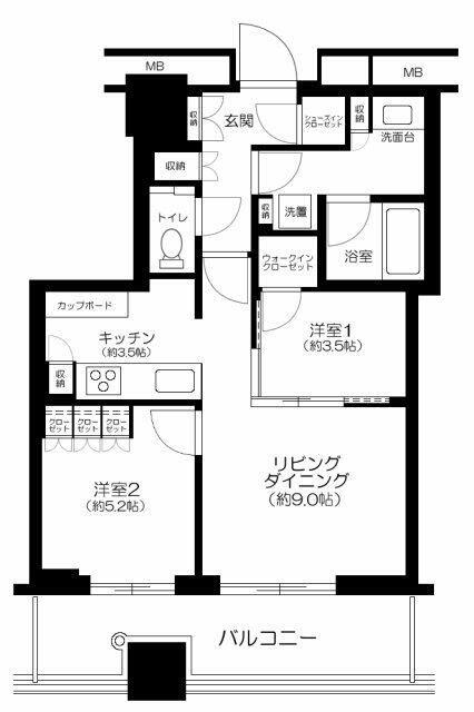 WORLD TOWER RESIDENCE(2LDK/20階)の間取り写真