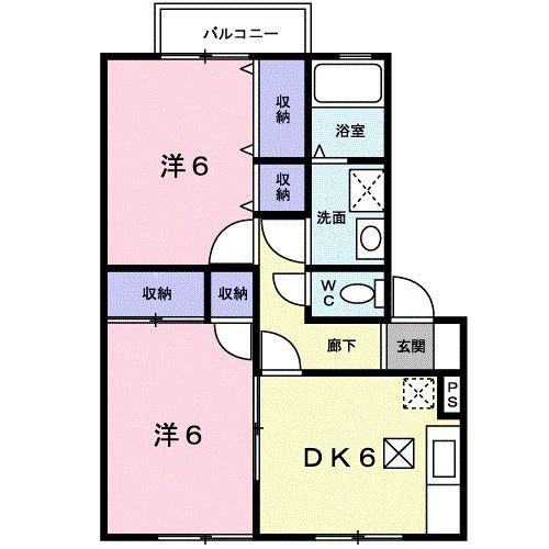 セジュール高見(2DK/2階)の間取り写真