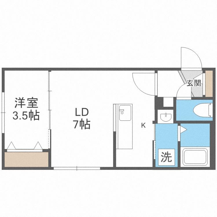 レジデンス円山北(1LDK/3階)の間取り写真