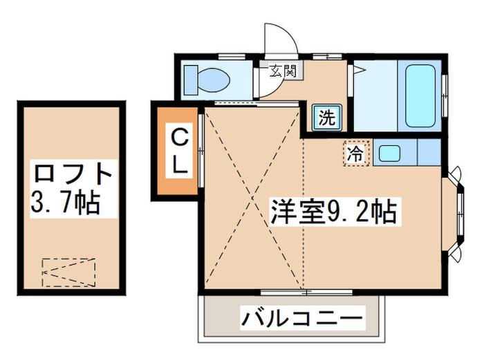 うえはうす(ワンルーム/2階)の間取り写真