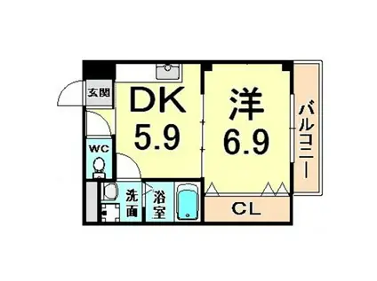 MKコート立花(1DK/2階)の間取り写真