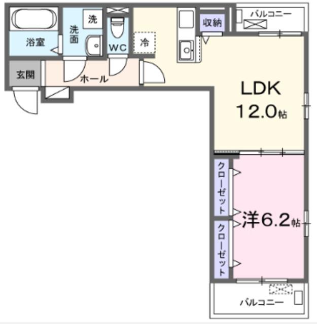 フォンテーヌⅢ(1LDK/2階)の間取り写真
