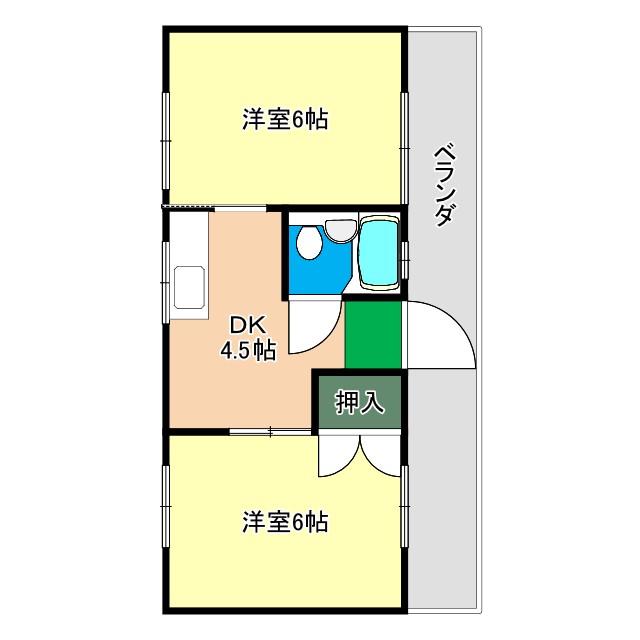 コーポすずき13(2DK/2階)の間取り写真