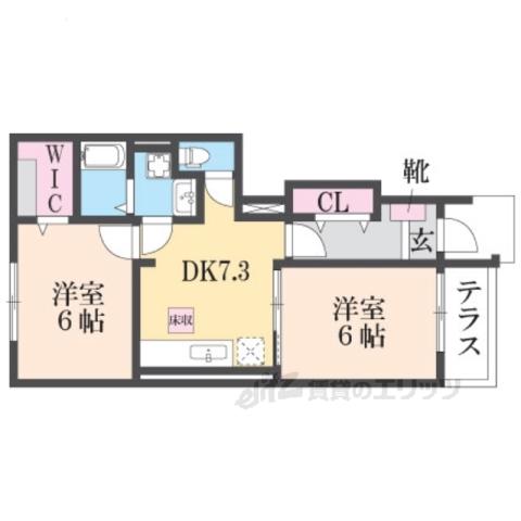 グランデH&M木村 Ⅱ(2LDK/1階)の間取り写真