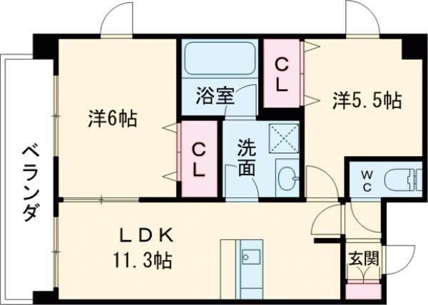 プレステージ10番館(2LDK/3階)の間取り写真