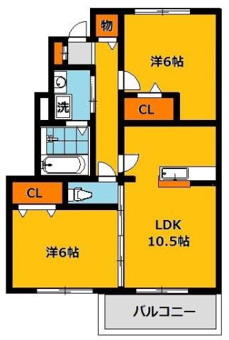 アーバンクレストA(2LDK/1階)の間取り写真