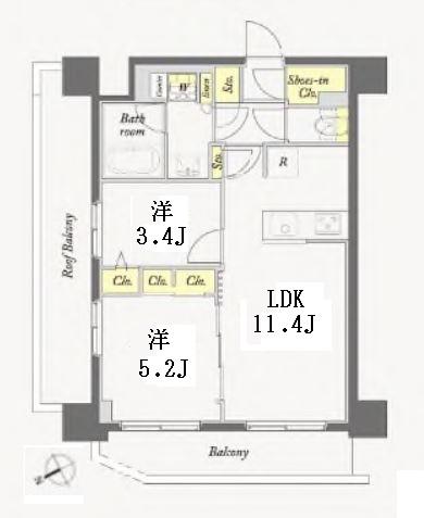 DIMUS根岸(2LDK/6階)の間取り写真