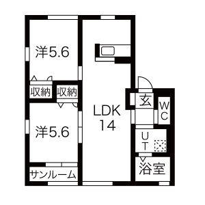 フリーゼ(2LDK/2階)の間取り写真