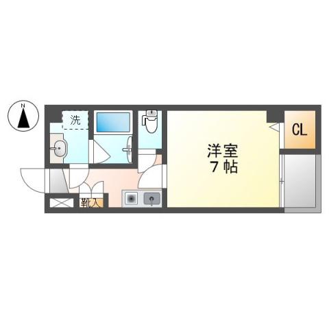SEMS富田町マンション(1K/4階)の間取り写真
