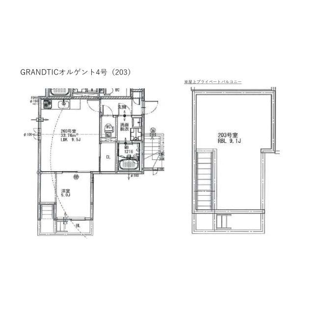 GRANDTIC オルゲント 4号(1LDK/2階)の間取り写真