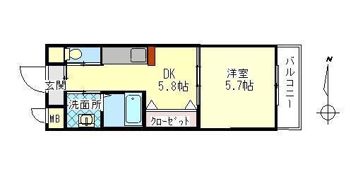 ペパーミント(1DK/3階)の間取り写真