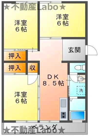 名田橋ハイツ(3DK/1階)の間取り写真